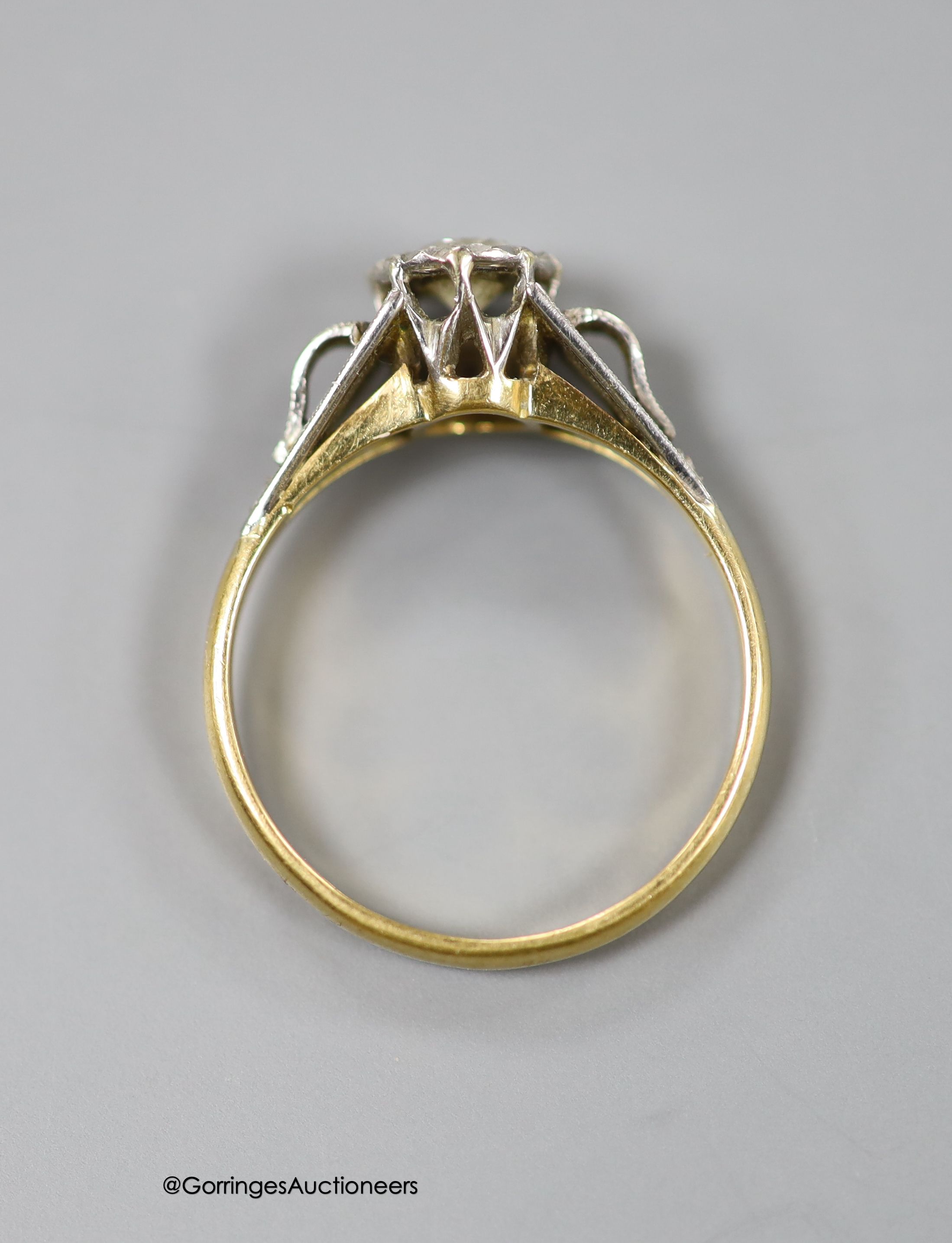 An 18ct & plat and an illusion set solitaire diamond ring, size L, gross weight 2.5 grams.